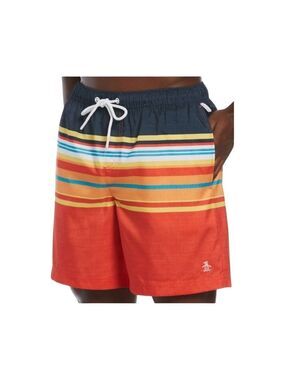 Original Penguin Engineered Stripe 6" Swim Trunks NWT Size XL